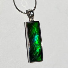 Load image into Gallery viewer, Ammolite pendant faceted Deep blue, cyan, green in Sterling Silver