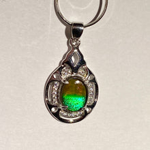 Load image into Gallery viewer, Ammolite pendant Sterling Silver Cubic Zirconia