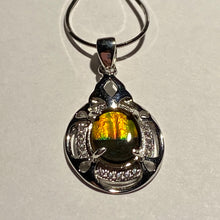 Load image into Gallery viewer, Ammolite pendant Sterling Silver Cubic Zirconia