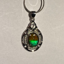 Load image into Gallery viewer, Ammolite pendant Sterling Silver Cubic Zirconia