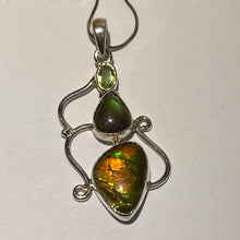 Load image into Gallery viewer, Ammolite pendant Sterling Silver with peridot
