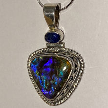 Load image into Gallery viewer, Ammolite pendant in Sterling Silver vibrant blue flash