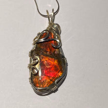 Load image into Gallery viewer, Ammolite pendant Sterling Silver Wire Wrap
