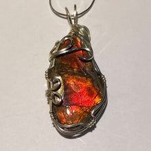 Load image into Gallery viewer, Ammolite pendant Sterling Silver Wire Wrap