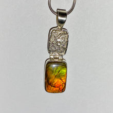 Load image into Gallery viewer, Ammolite pendant in Sterling Silver with bright orange, green and red