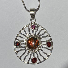 Load image into Gallery viewer, Ammolite pendant Sterling Silver with Garnet (chain not included)