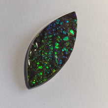 Load image into Gallery viewer, Beautiful green blue sparkling dragon skin free form ammolite gemstone 58x25mm