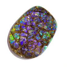 Load image into Gallery viewer, Beautiful purple/blue/geen w splashes of aqua and pink - dragonskin free form ammolite gemstone 49x32 mm