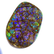 Load image into Gallery viewer, Beautiful purple/blue/geen w splashes of aqua and pink - dragonskin free form ammolite gemstone 49x32 mm