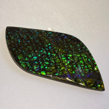 Load image into Gallery viewer, Beautiful green/blue/aqua and stripe of purple in dragon skin ammolite 79x39 mm