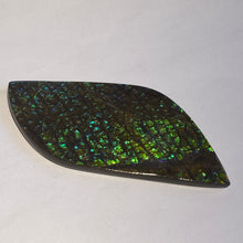 Load image into Gallery viewer, Beautiful green/blue/aqua and stripe of purple in dragon skin ammolite 79x39 mm