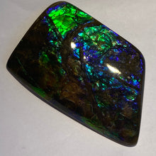 Load image into Gallery viewer, Beautiful flowing green/blue/aqua with splashes of purple and gold free form ammolite mm