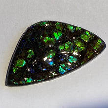 Load image into Gallery viewer, Beautiful green /blue/aqua specks of gold dragon skin ammolite