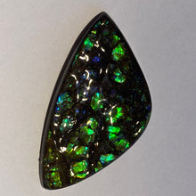 Load image into Gallery viewer, Beautiful green /blue/aqua specks of gold dragon skin ammolite