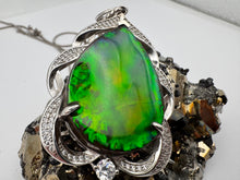 Load image into Gallery viewer, unique silver ammolite pendant
