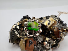 Load image into Gallery viewer, round silver ammolite pendant

