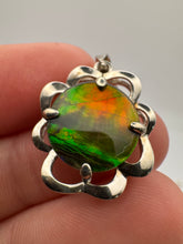 Load image into Gallery viewer, round silver ammolite pendant
