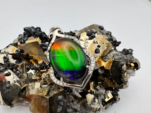 ammolite silver pendant