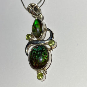 Ammolite pendant Sterling Silver with citrine