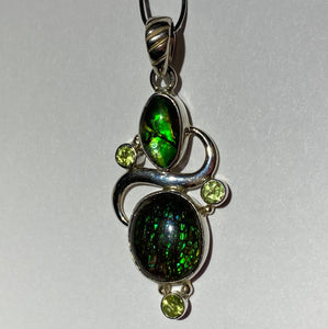 Ammolite pendant Sterling Silver with citrine