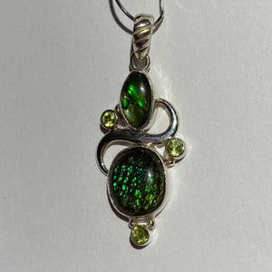 Ammolite pendant Sterling Silver with citrine