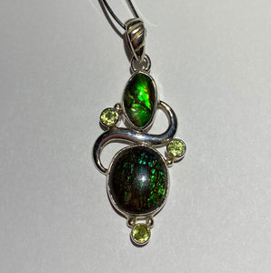 Ammolite pendant Sterling Silver with citrine