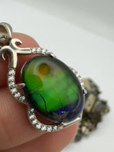 Load and play video in Gallery viewer, ammolite silver pendant
