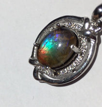 Load image into Gallery viewer, Ammolite pendant in Sterling Silver with Cubic Zirconia
