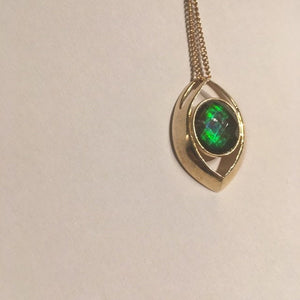 Ammolite pendant Sterling Silver gold plate o25 facetted