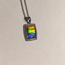 Load image into Gallery viewer, Ammolite pendant Sterling Silver Cubic Zirconia o27 facetted
