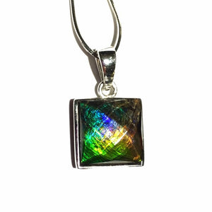 Ammolite pendant Sterling Silver facetted