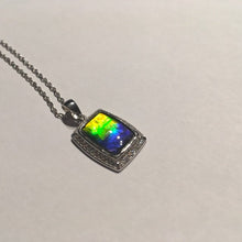 Load image into Gallery viewer, Ammolite pendant Sterling Silver Cubic Zirconia o27 facetted
