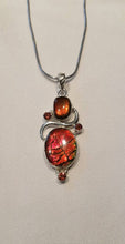 Load image into Gallery viewer, Ammolite pendant Sterling Silver with garnet o78 no chain

