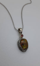 Load image into Gallery viewer, Ammolite pendant Sterling Silver with garnet
