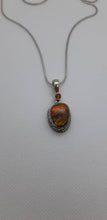 Load image into Gallery viewer, Ammolite pendant Sterling Silver with garnet
