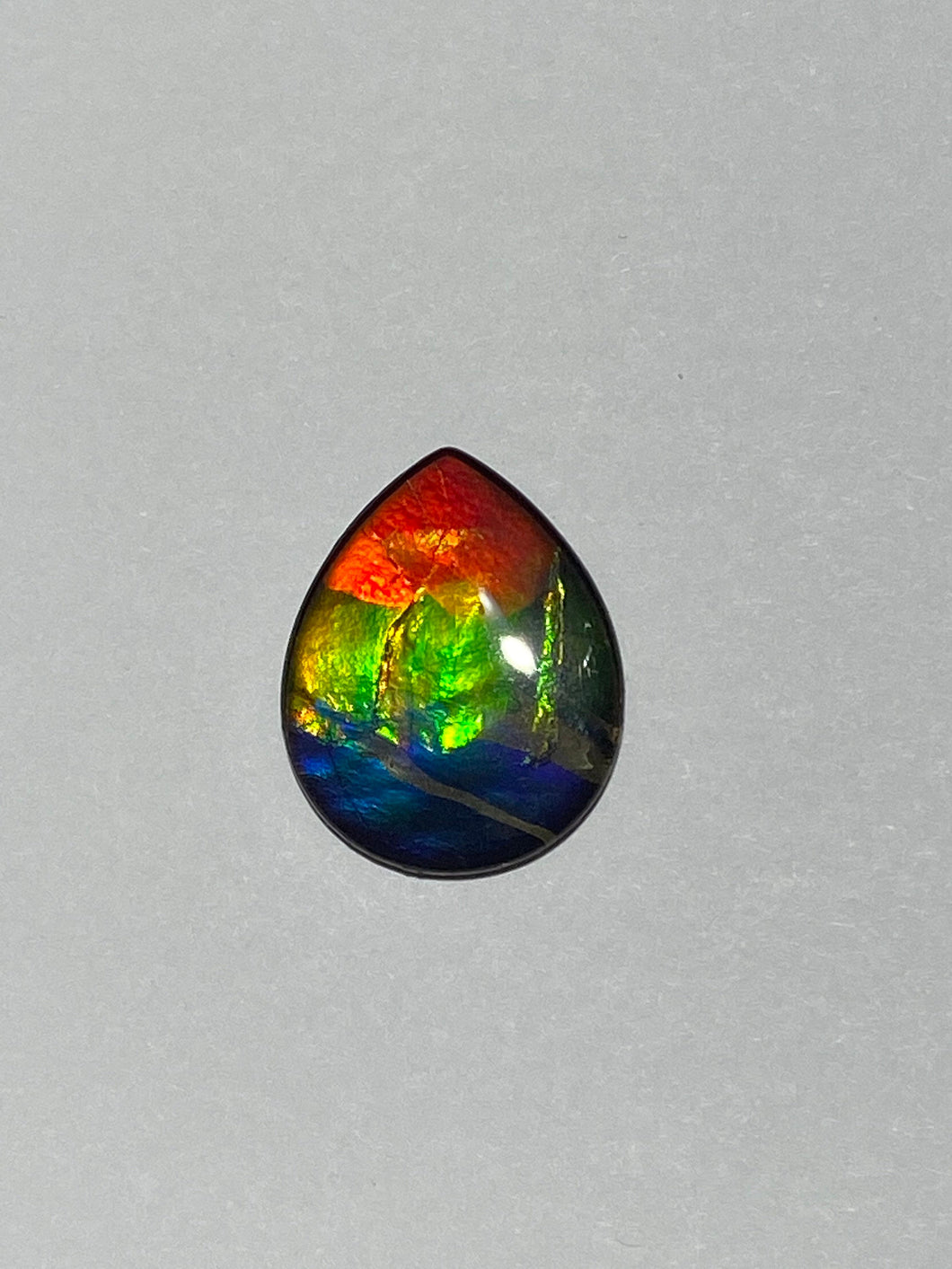 Stunning Rainbow ammolite gemstone 20x15 tear drop AAA+