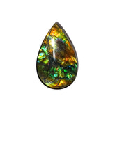 Load image into Gallery viewer, gold green yellow orange ammolite gemstone tear drop shape 18x11mm will be a great for a pendant or ring
