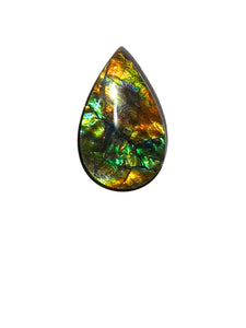 gold green yellow orange ammolite gemstone tear drop shape 18x11mm will be a great for a pendant or ring