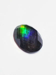 Ammolite faceted 21x15mm calibrated triplet cabochon will make a great ring or pendant