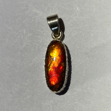 Load image into Gallery viewer, Ammolite pendant bright red gemstone Sterling Silver no chain AA
