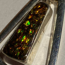 Load image into Gallery viewer, Ammolite pendant in Sterling Silver, dragon scale pattern
