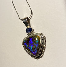 Load image into Gallery viewer, Ammolite pendant in Sterling Silver vibrant blue flash

