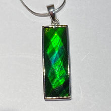 Load image into Gallery viewer, Ammolite pendant faceted Deep blue, cyan, green in Sterling Silver
