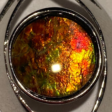 Load image into Gallery viewer, Ammolite pendant Sterling Silver Dragons eye setting
