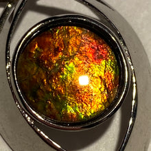 Load image into Gallery viewer, Ammolite pendant Sterling Silver Dragons eye setting
