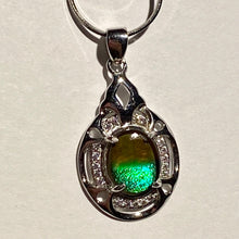 Load image into Gallery viewer, Ammolite pendant Sterling Silver Cubic Zirconia
