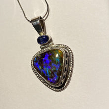 Load image into Gallery viewer, Ammolite pendant in Sterling Silver vibrant blue flash
