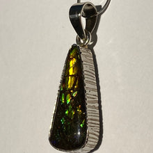 Load image into Gallery viewer, Ammolite pendant with golden and green dragon scales Sterling Silver
