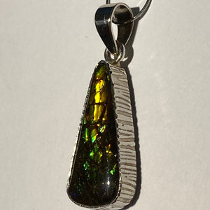 Ammolite pendant with golden and green dragon scales Sterling Silver
