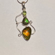 Load image into Gallery viewer, Ammolite pendant Sterling Silver with peridot
